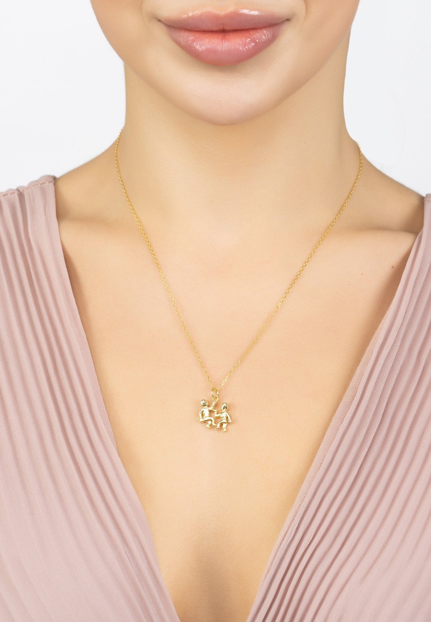 Zodiac Star Sign Necklace Gold Gemini