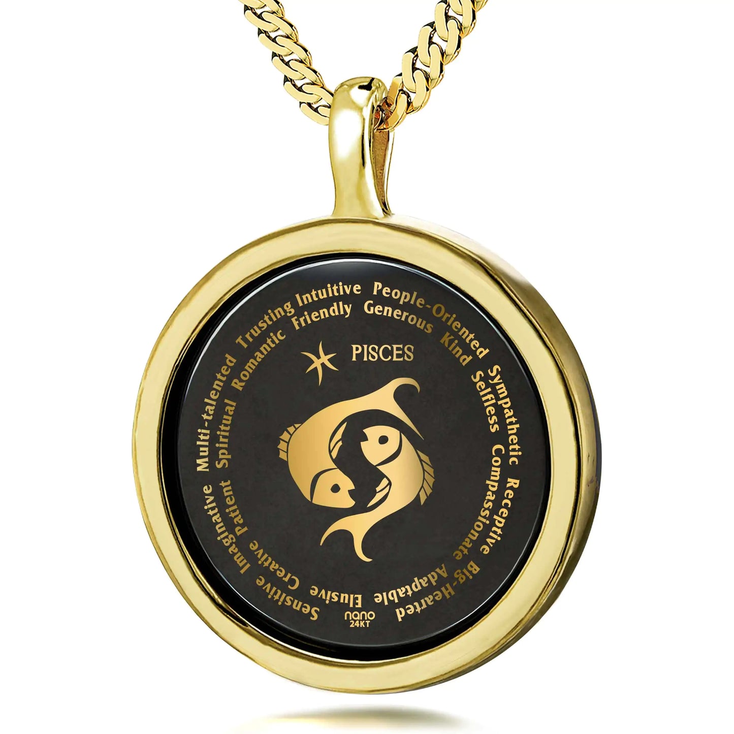 Pisces Necklaces for Lovers of the Zodiac 24k Gold Inscribed